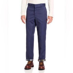 Dickie’s Men's Blue Relaxed Fit Flannel-lined Work Pant